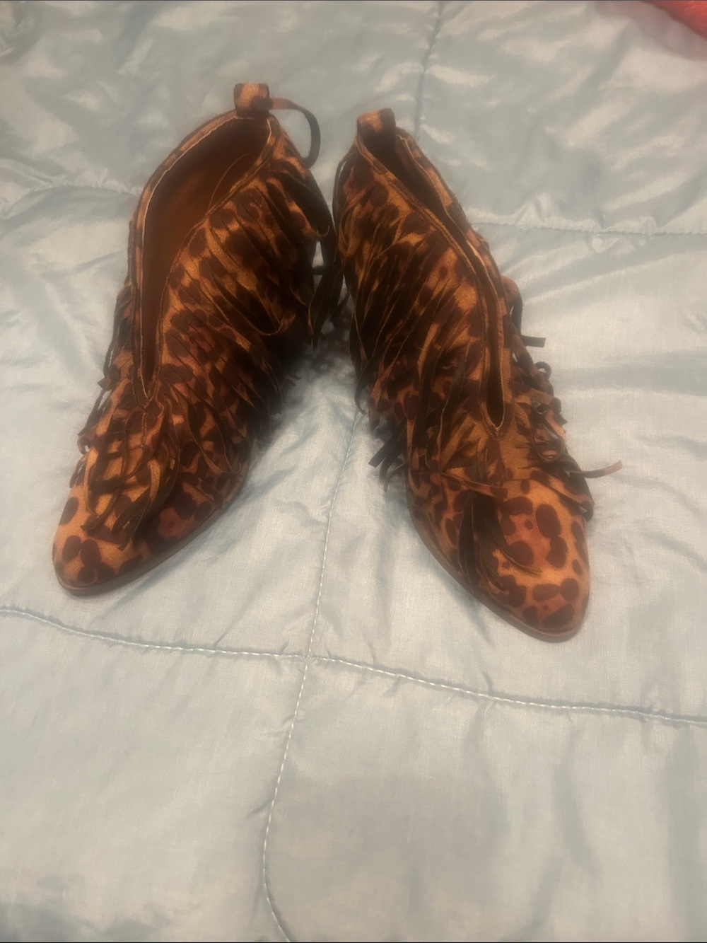BEAST FASHION Leopard Fringe Lace-Up Ankle Boots - Brown & Black